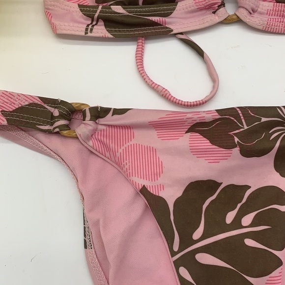 Guess Pink Brown Floral Bikini Sz small SW2053 - Picture 2 of 9